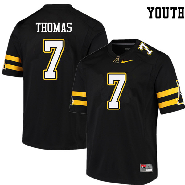 Youth #7 Josh Thomas Appalachian State Mountaineers College Football Jerseys Sale-Black - Click Image to Close